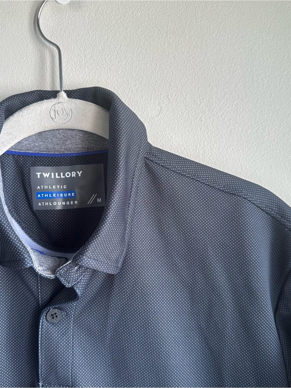Twillory Athleisure Polo Shirt Navy Micro Dot Performance Stretch